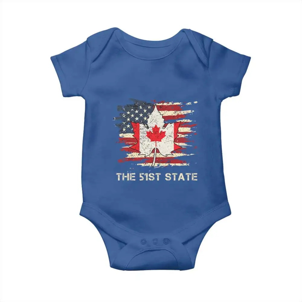 Canada The 51st State Baby Onesie Canadian Maple American Flag TS09