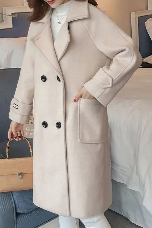 Faux Woolen Double Face Lapel Coat