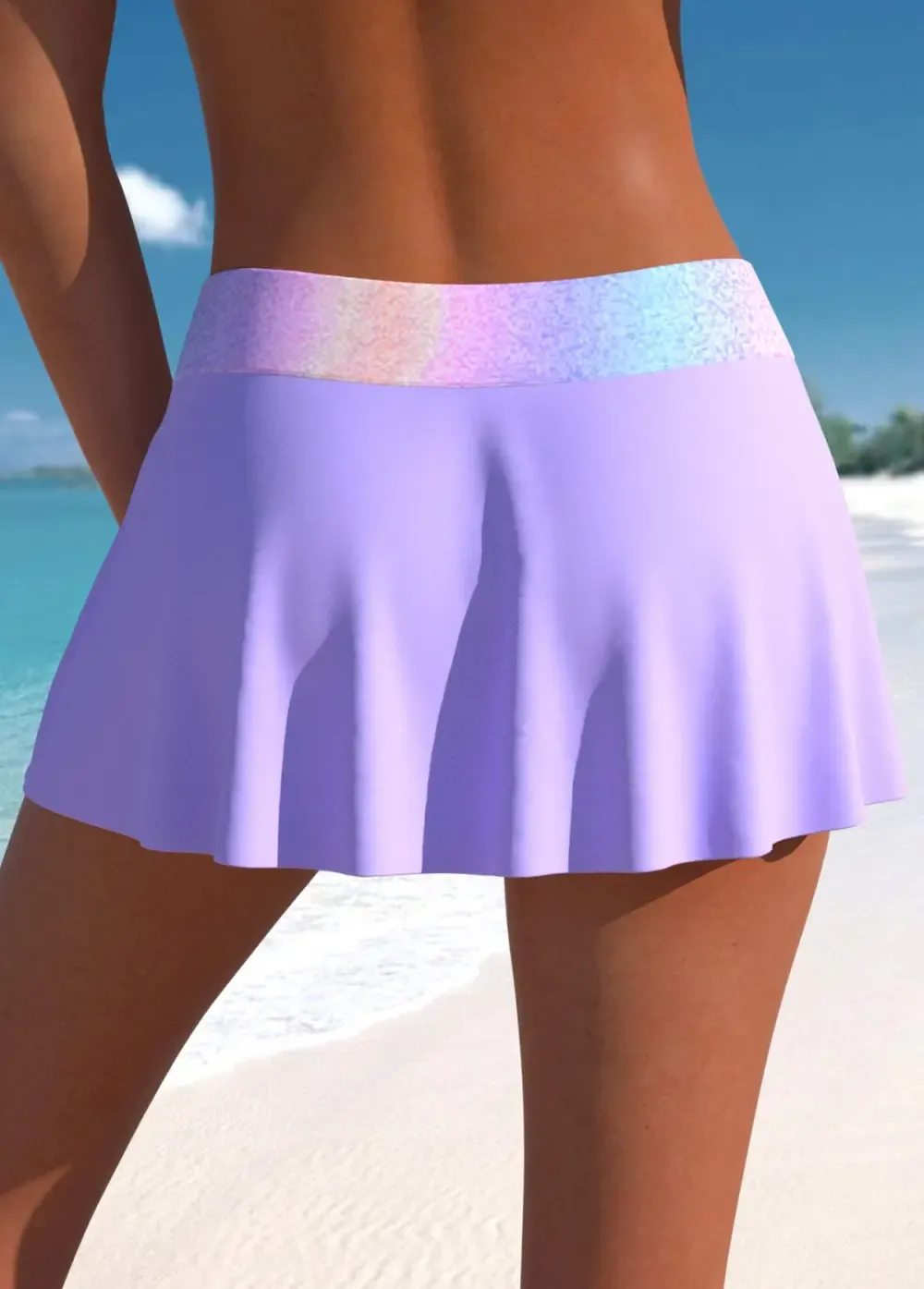 Drawstring Geometric Print Dusty Blue Tankini Top