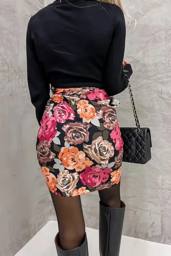 Floral Print Wrap Skirt
