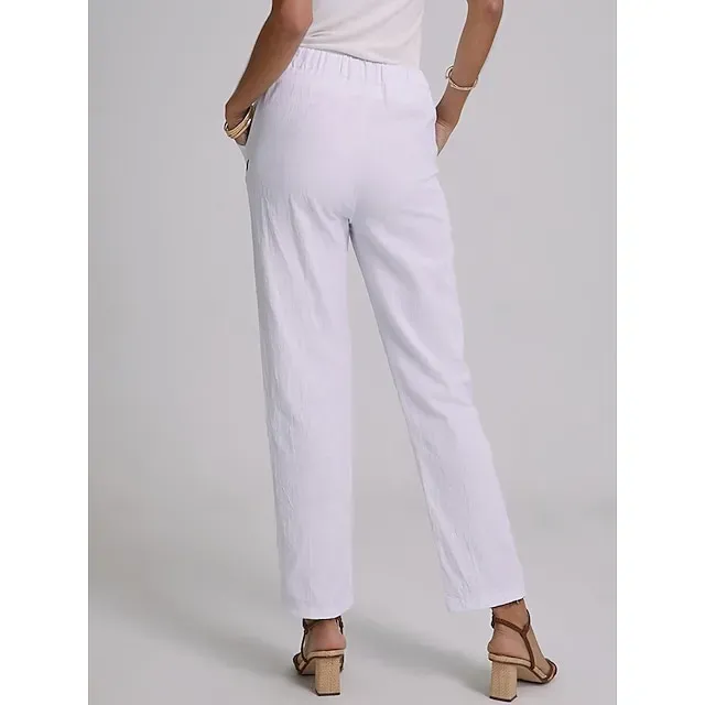 Women's Plus Size Loungewear Pants Simple Casual Comfort Pure Color Home Street Long Pant Blue Green Khaki Gray Summer Spring