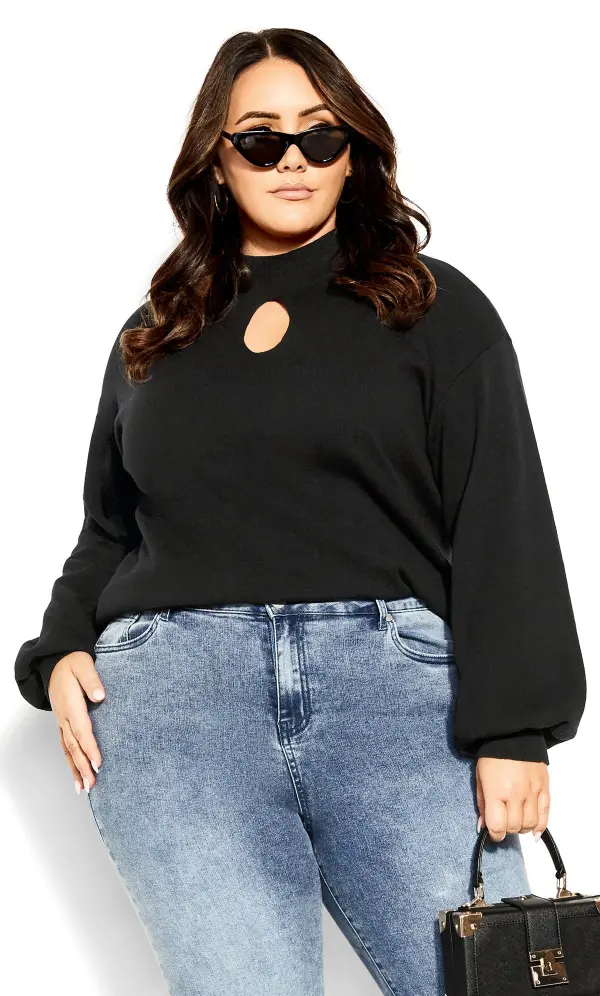 Evans Black Keyhole Long Sleeve Jumper