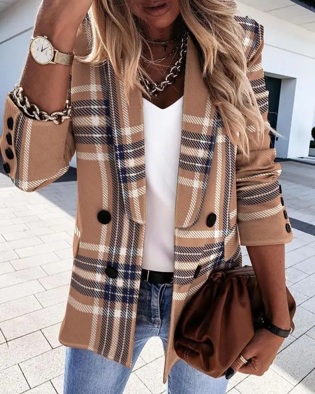 Long-Sleeved Double-Breasted Set Jacket