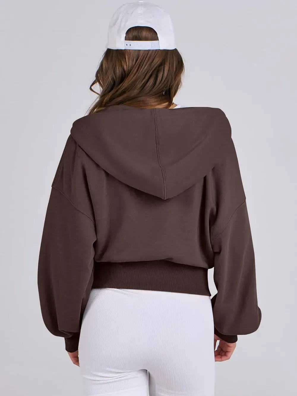 Women's Zip Up Hoodies Cropped Sweatshirts Full Zip Jackets Casual Fashion Fall Outfits Winter Clothes