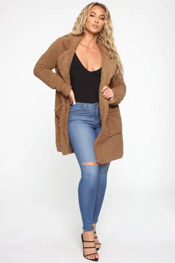 Keep Each Other Warm Sherpa Coat - Mocha