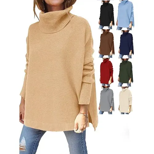 Women's Sweater Pullover Jumper Criss Cross Knitted Solid Color Stylish Casual Long Sleeve Regular Fit Sweater Cardigans V Neck Fall Winter Blue Purple Pink / Holiday / Going out