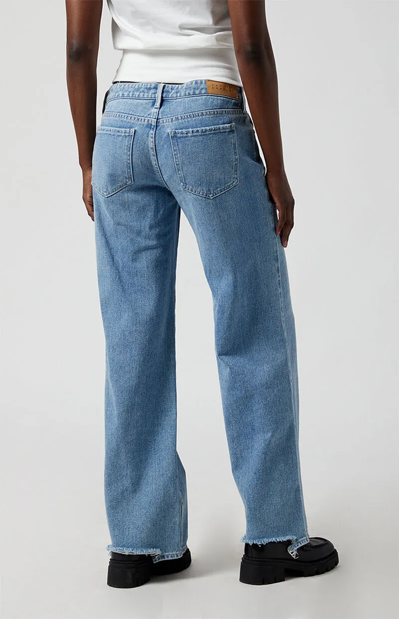 PacSun Medium Indigo Ripped Low Rise Girlfriend Jeans