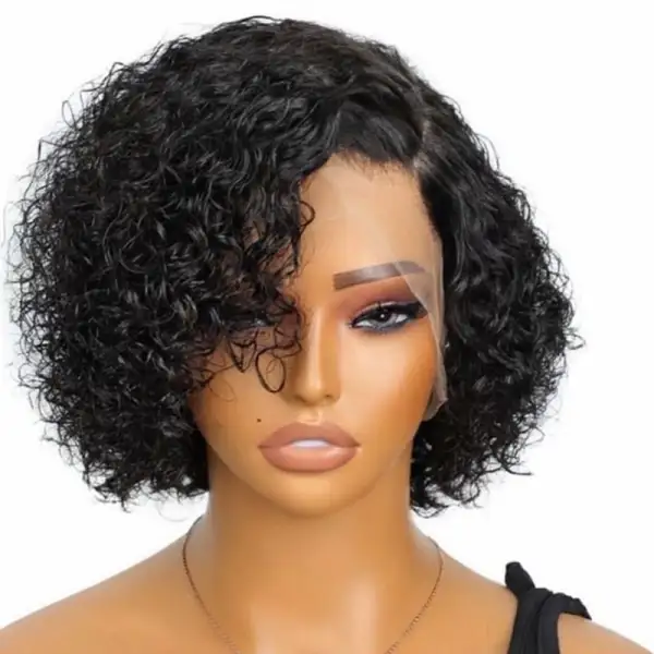 FB30 Curly Pixie Cut Wig Afro Kinky Curly Snug-Fit Drawstring Wig Short Cut Bob Wigs