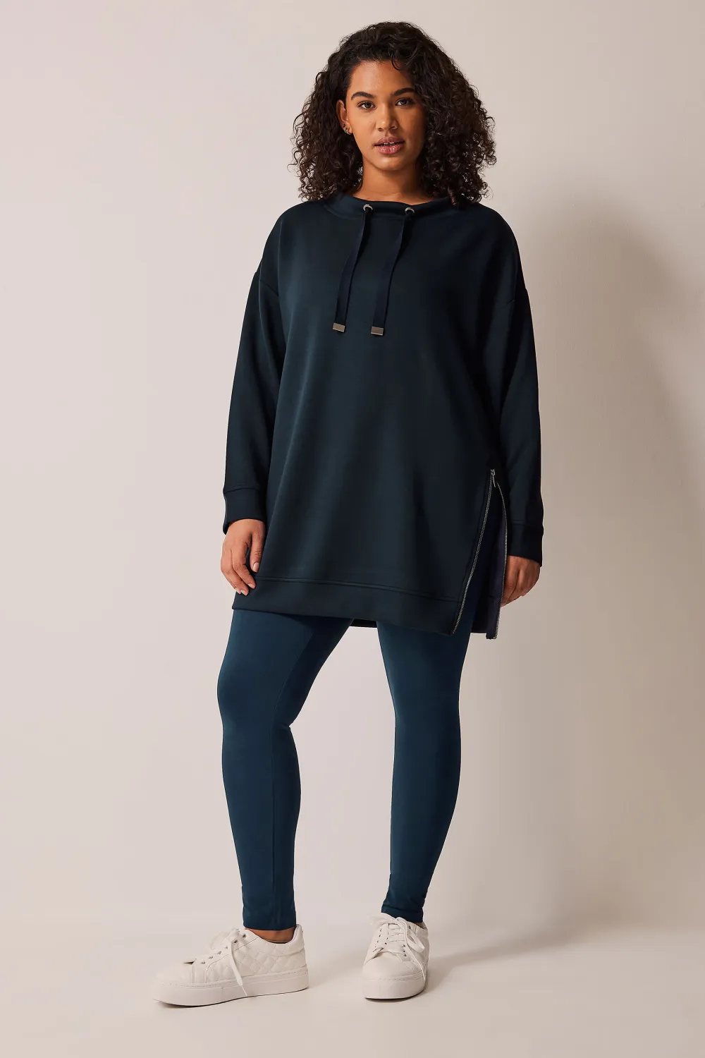 EVANS Curve Navy Blue Cotton Stretch Leggings