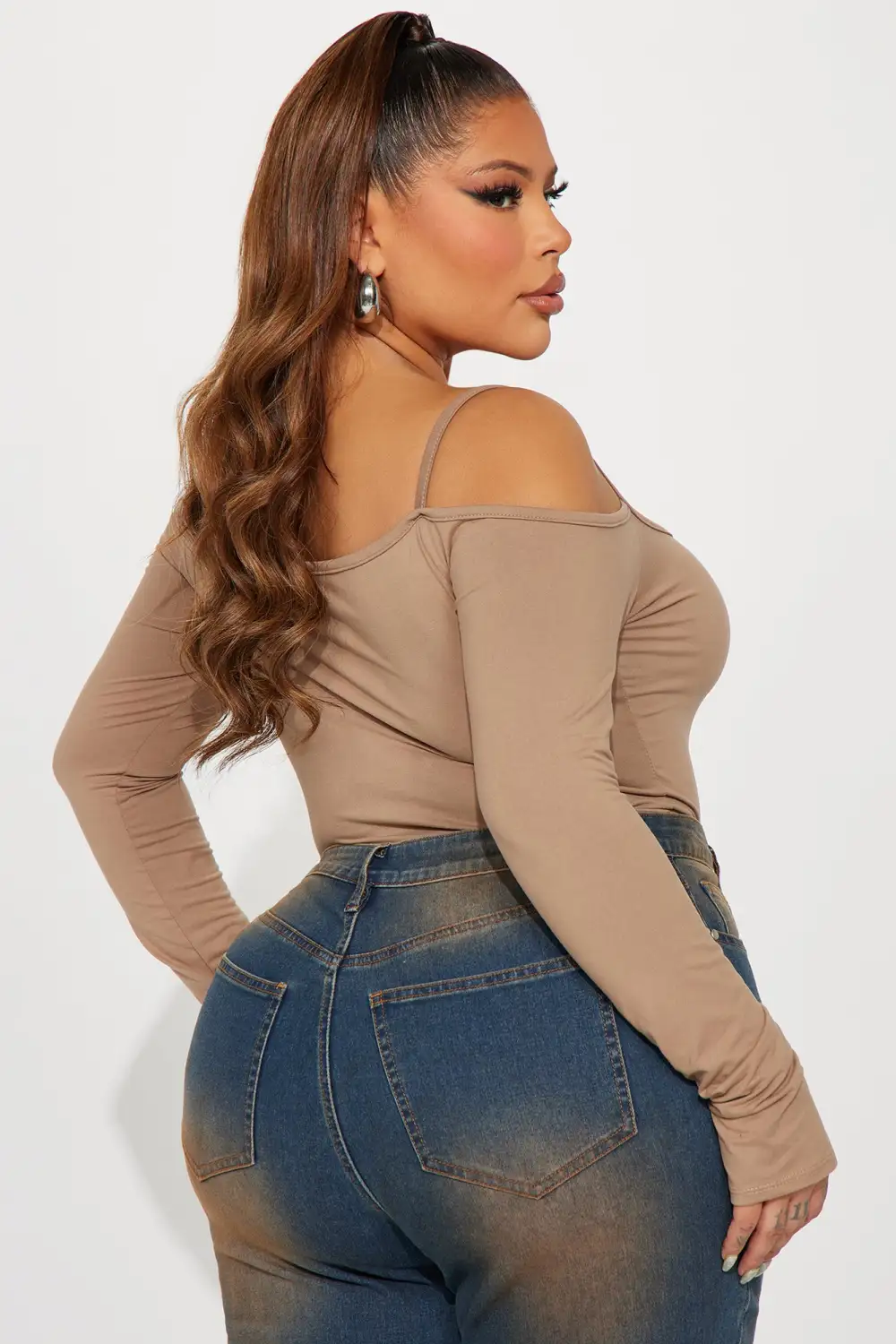 Dani Off Shoulder Bodysuit - Taupe