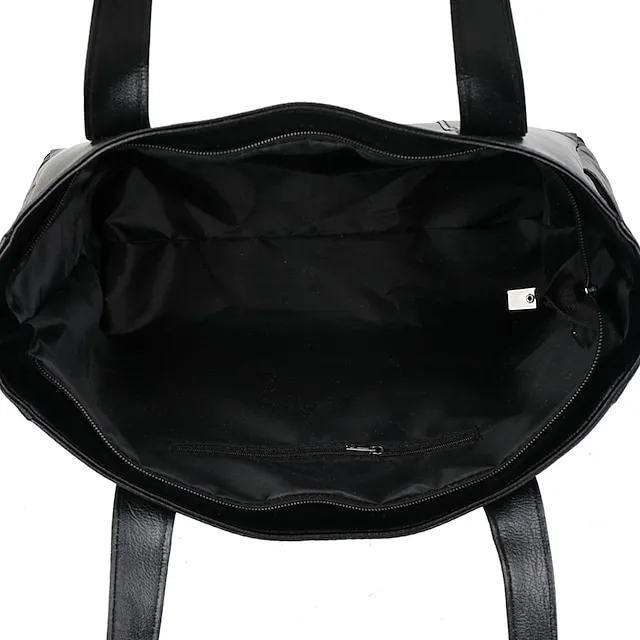 Women's Handbag Tote Shoulder Bag PU Leather Office Shopping Daily Zipper Solid Color Black Red Purple