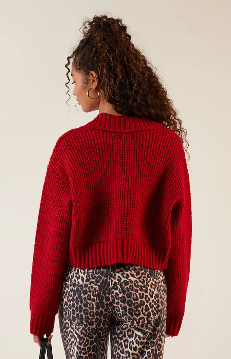 LA Hearts Gabriela Waffle Knit Collared Sweater