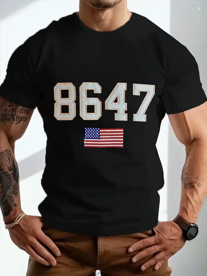 Men'S T-Shirt Men'S Vintage Print Casual T-Shirt 8467 Printed Cotton Short Sleeve
