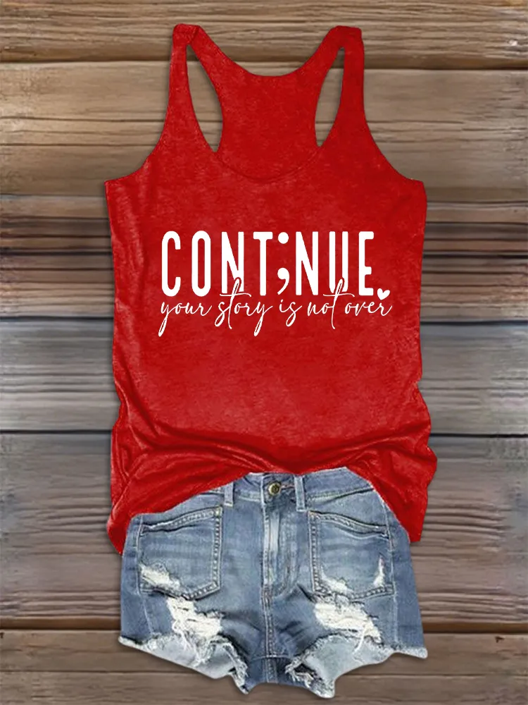 Women'S Round-Neck Sleeveless Vest Continue Prints