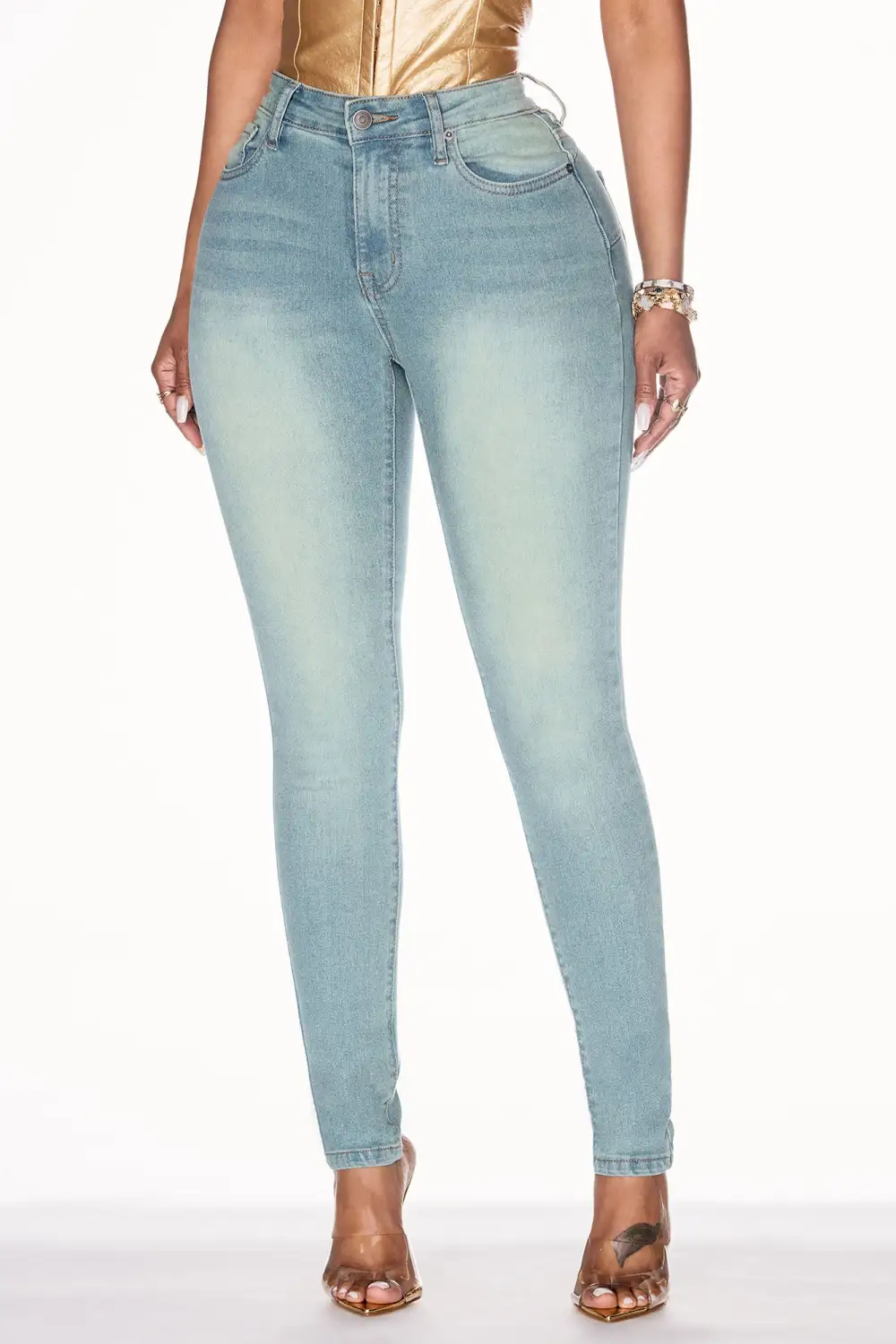 Hampton Tinted High Stretch Skinny Jeans - Medium Blue Wash
