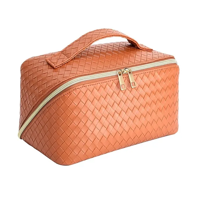 Women's Girls' Handbag Cosmetic Bag PU Leather Party Daily Holiday Zipper Large Capacity Waterproof Breathable Plaid Black White Pink