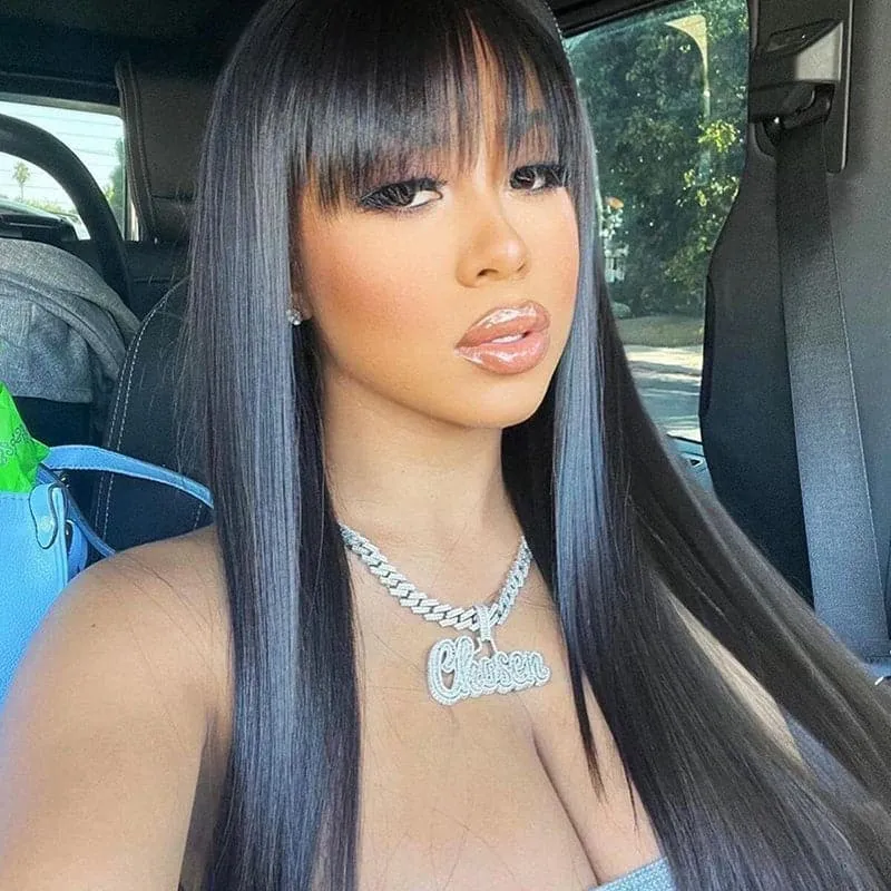 Sterly Hair Glueless 6×5 / 9×6 Straight Lace Wigs With Bangs Pre Everything