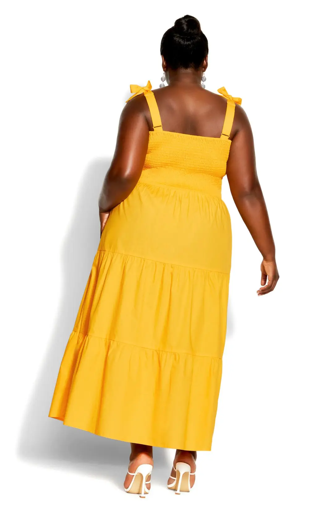 Evans Yellow Shirred Maxi Dress