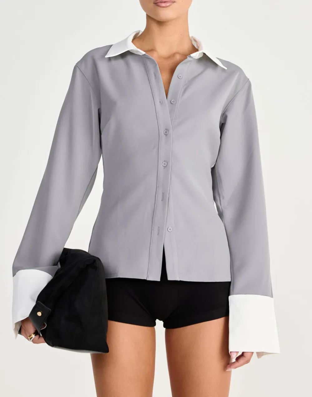 Slim Fit Button Down Women's Cropped Shirt