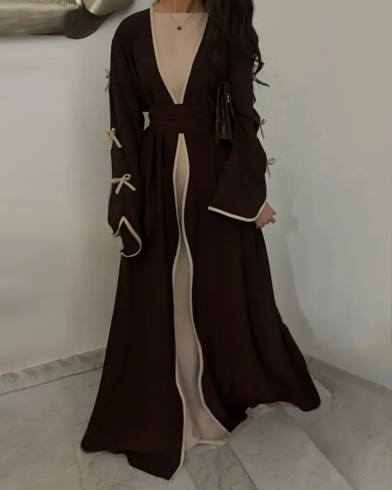 Elegant Bow Cardigan & Dress Two-Piece Set