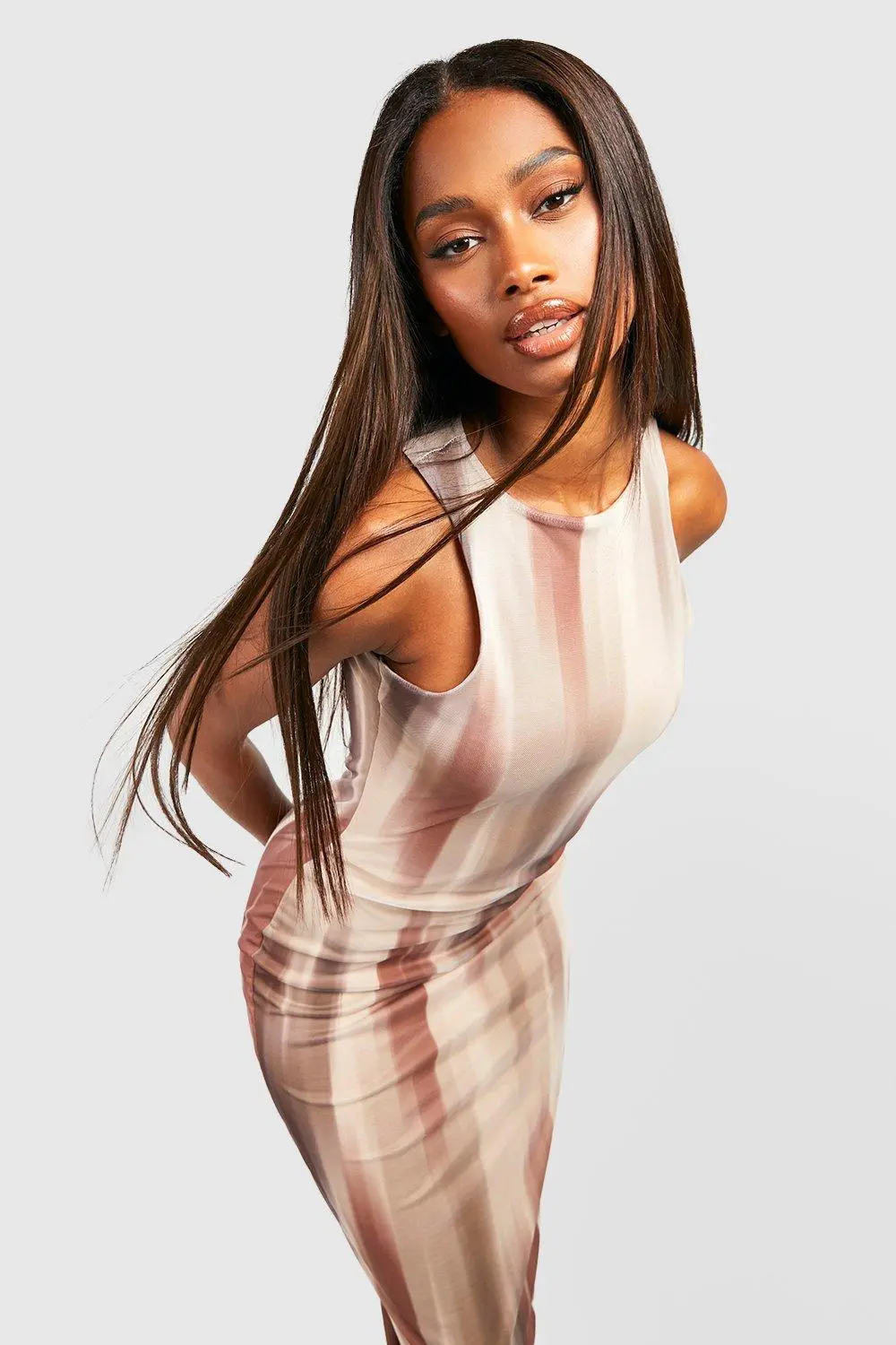 ABSTRACT MESH RACER MAXI DRESS