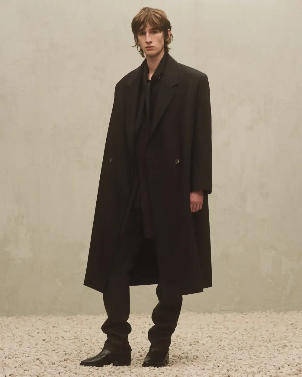 Wool Jacquard Classic Overcoat