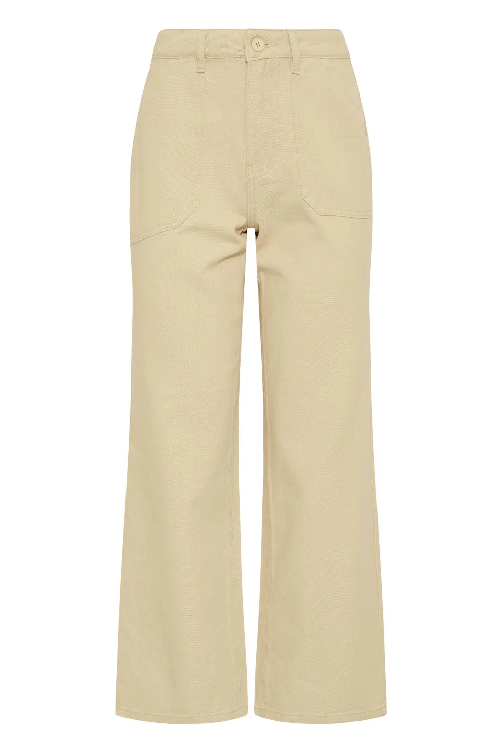 LTS Tall Cream Cotton Twill Wide Leg Cropped Trousers