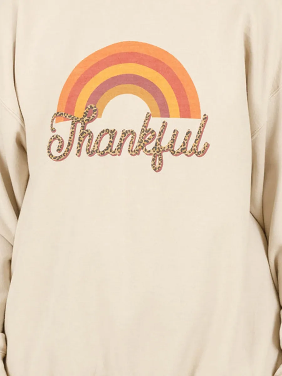 单个sku，没有原价-Rainbow Leopard Letter Print Loose Hoodie