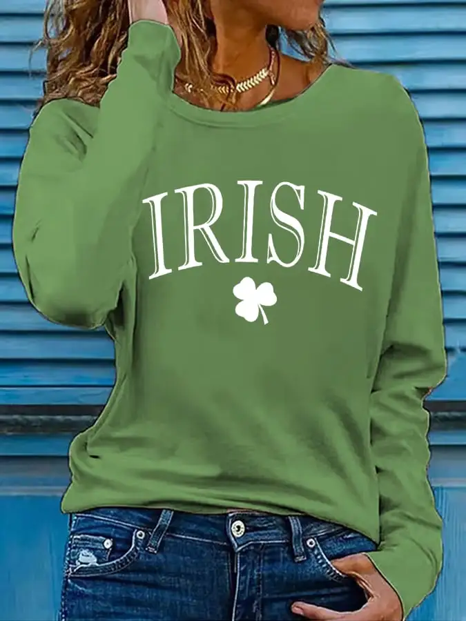 Women's St Patrick's Day Print Long Sleeve T-Shirt
