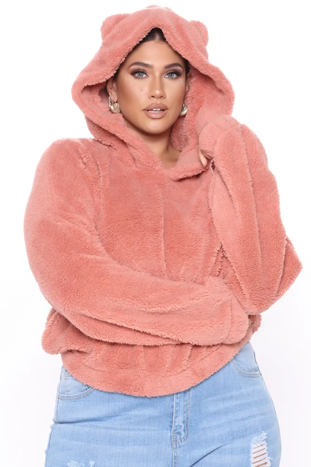 Your Favorite Teddy Bear Pullover Jacket - Mauve