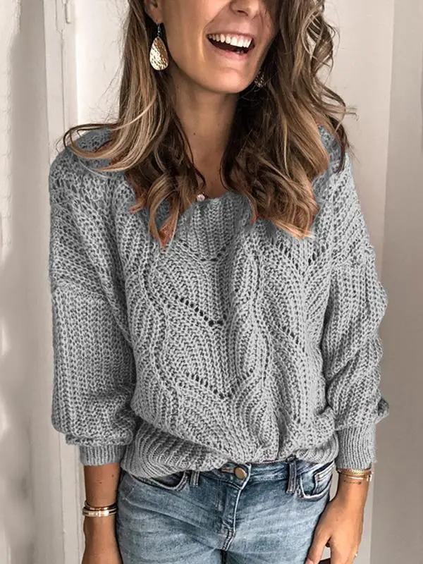 Solid Color Cutout Sweater