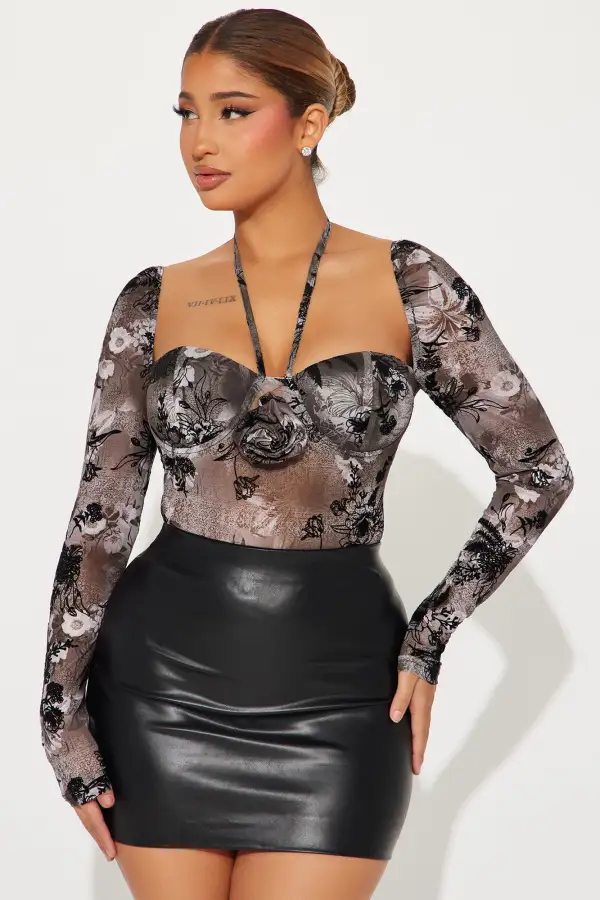 Dead Roses Mesh Bodysuit - Black/combo