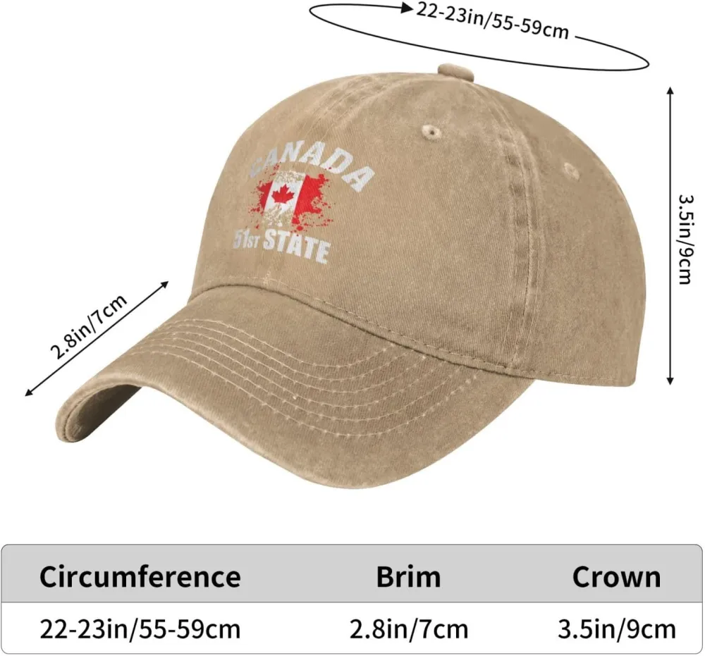 Make Canada 51st State Hat Washed Denim Unisex Fashion Trucker Baseball Cap