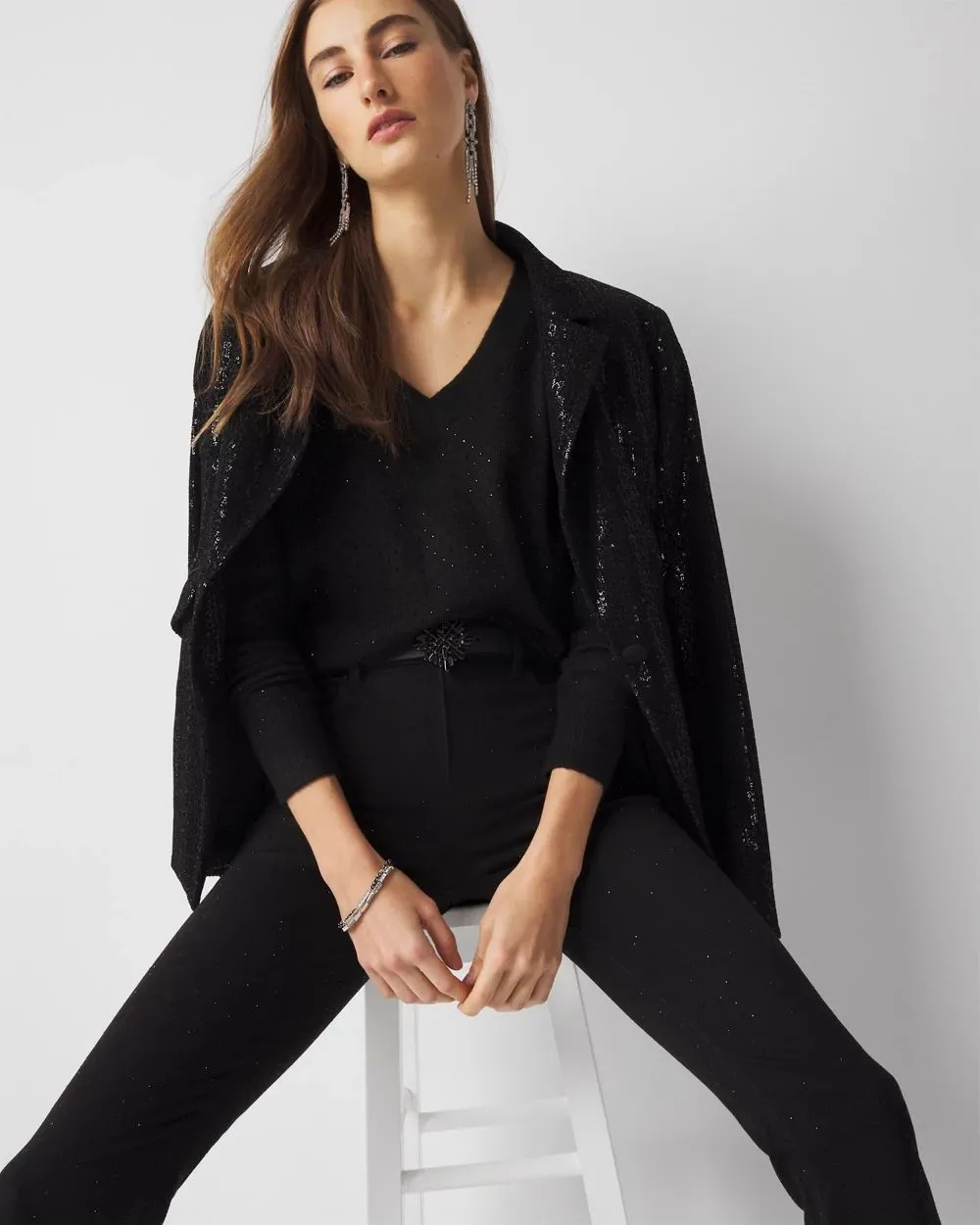 Petite Embellished V-Neck Sweater