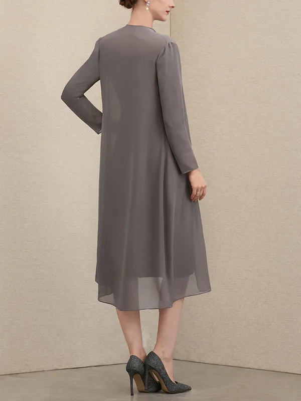 Off-Shoulder Lace Dress Chiffon Top Set