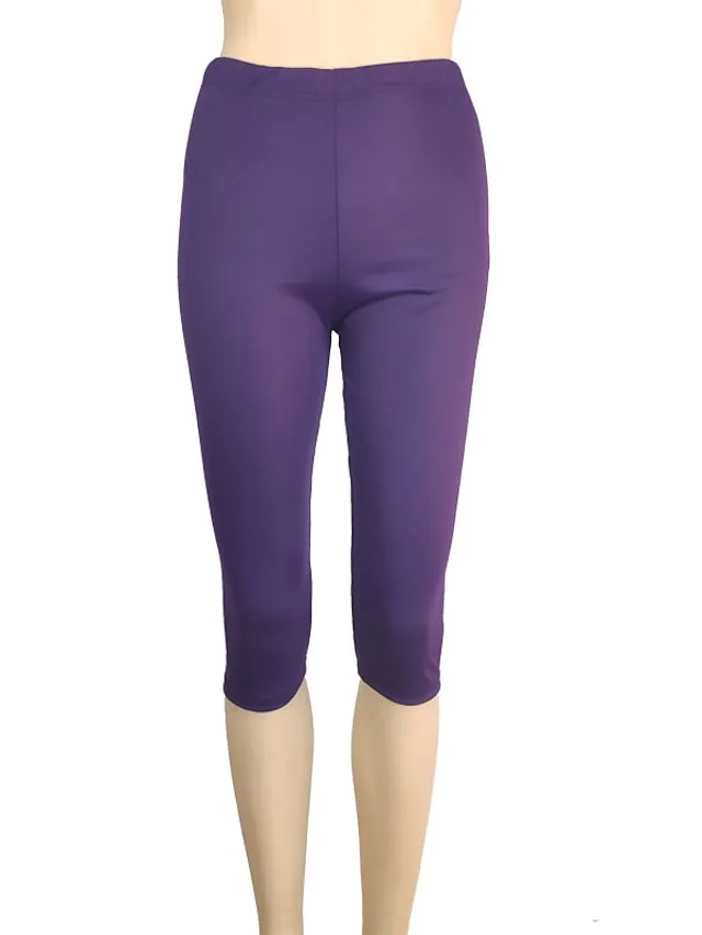 Women's Casual Sports Leggings Capri shorts Scrunch Butt Shorts Elastic Waist Calf-Length Pants Daily Yoga Stretchy Cotton Blend Lightweight Sports High Waist Slim Gray Green 7 points cotton gray 7
