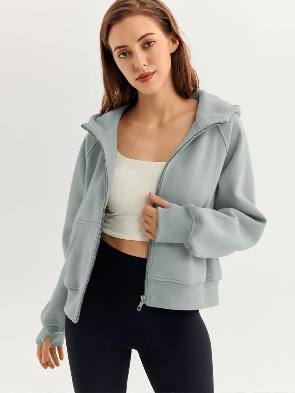 Womens Zip Up Hoodies Fleece Jackets Oversized Sweatshirts Fall Fashion Outfits 2024 Sweaters Winter Clothes