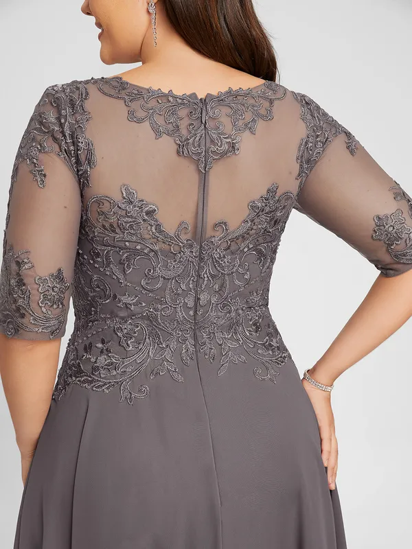 Asymmetric Chiffon Lace Maxi Dress