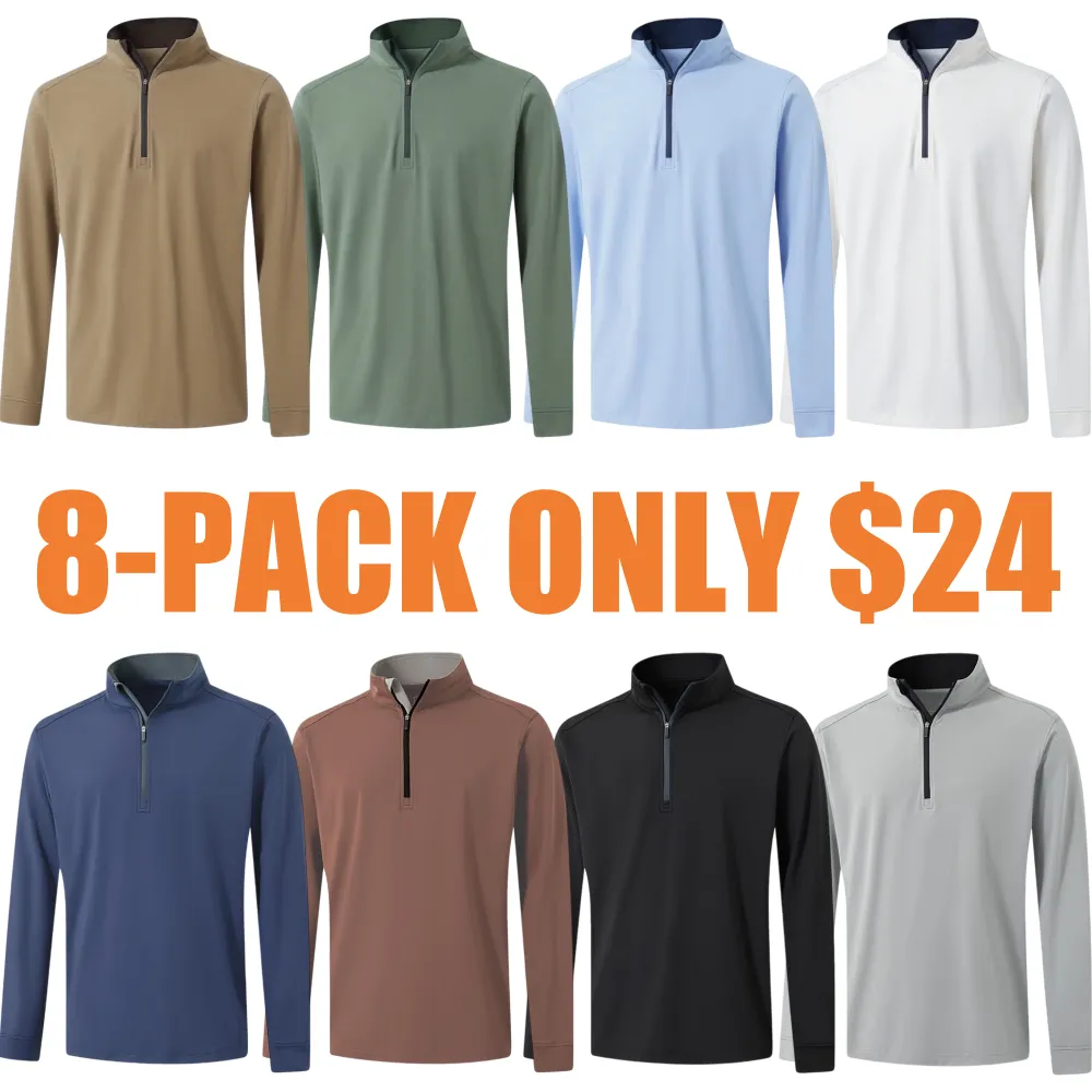 Men's Solid Quarter Zip Golf Pullover