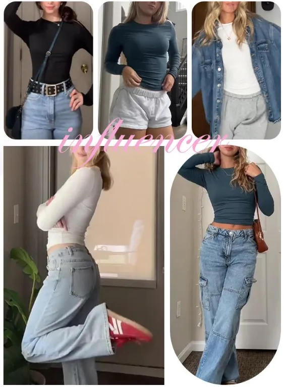 Women's Long Sleeve Shirts Basic Crop Tops