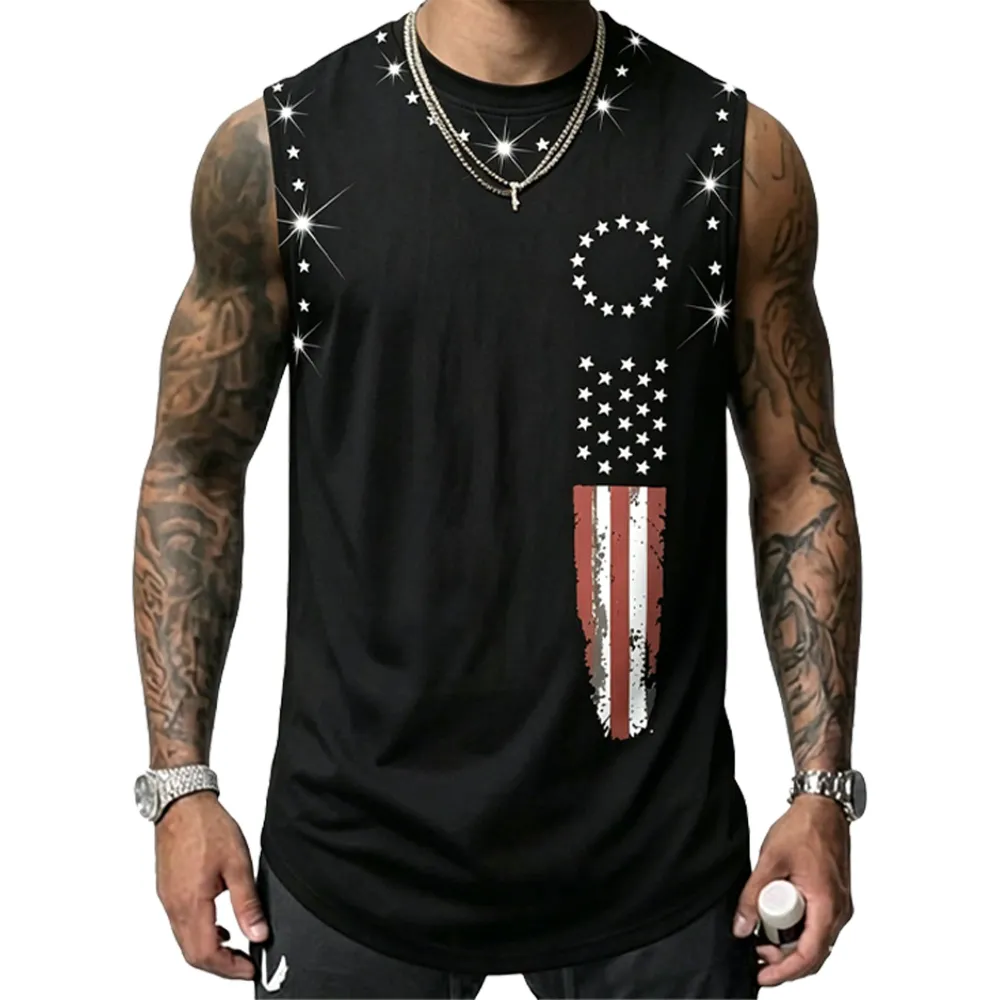 Men's American Flag Graphic Print Tank Top