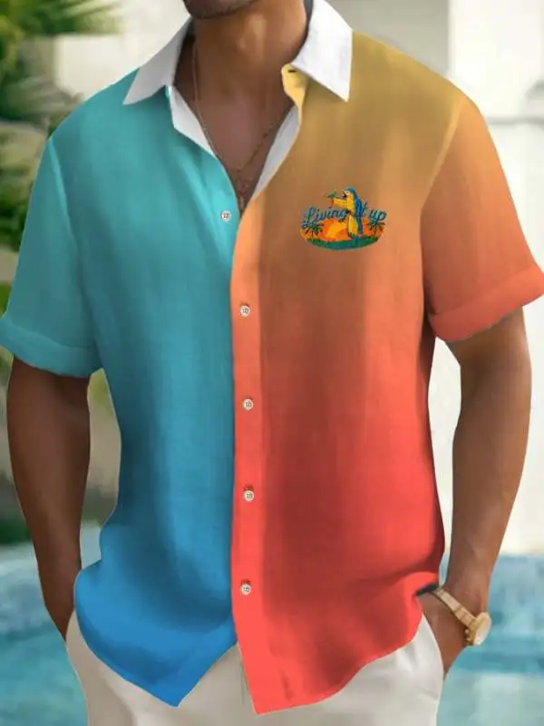 Men's Living It Up Print Short Sleeve Shirt
