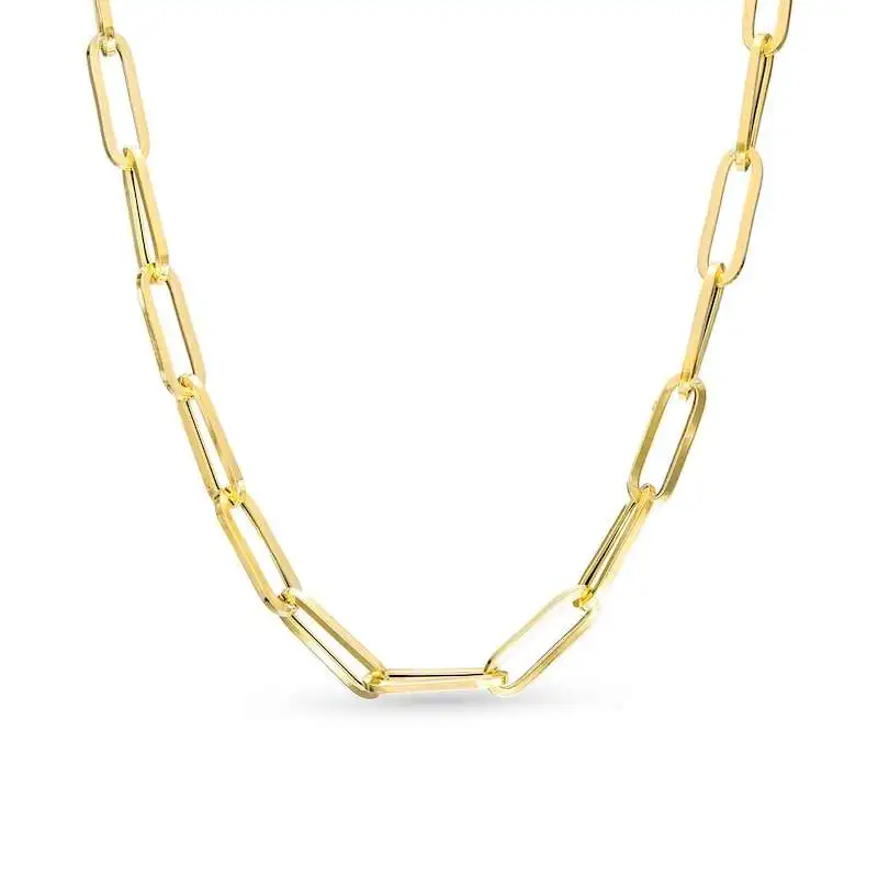 Hollow Paperclip Necklace 10K Yellow Gold 18