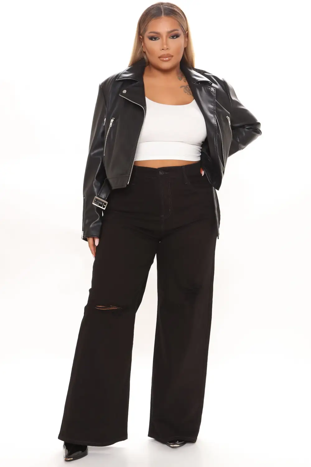 Oh So 90's Ripped Wide Leg Jeans - Black