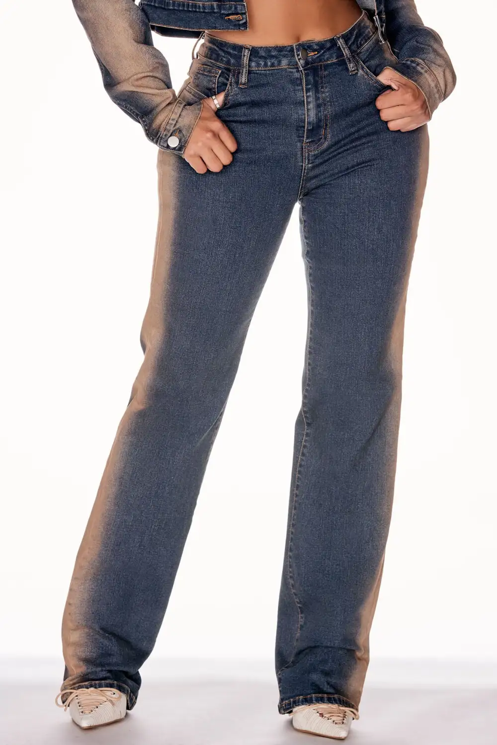 Sand Storm Tinted Stretch Straight Leg Jeans - Dark Wash