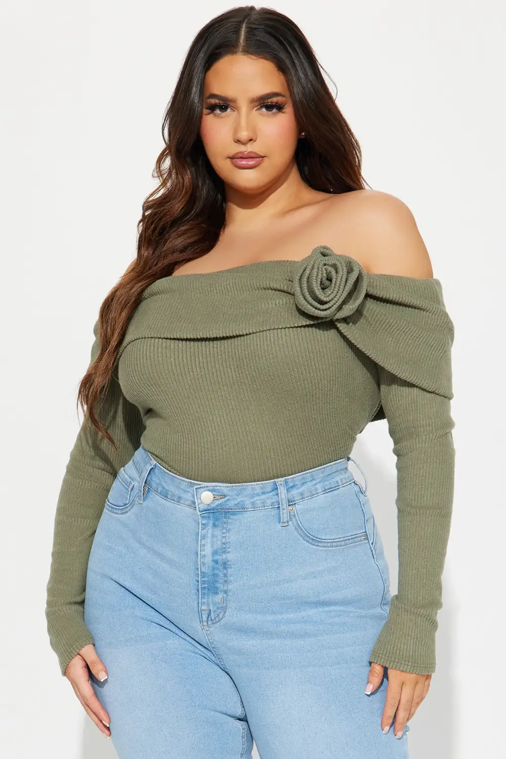 Rosa Off Shoulder Top - Olive