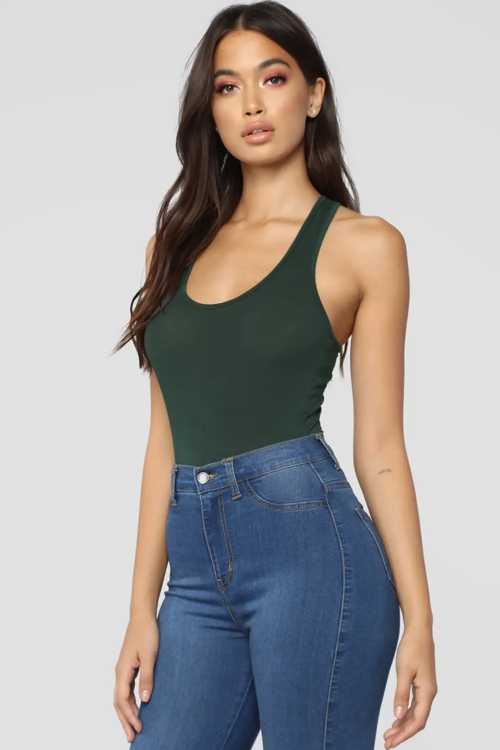 Davina Basic Tank Bodysuit - Hunter