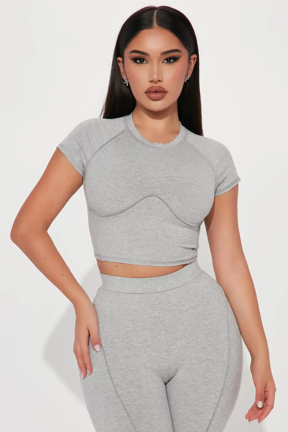 Lacey Snatched Legging Set - Heather Grey