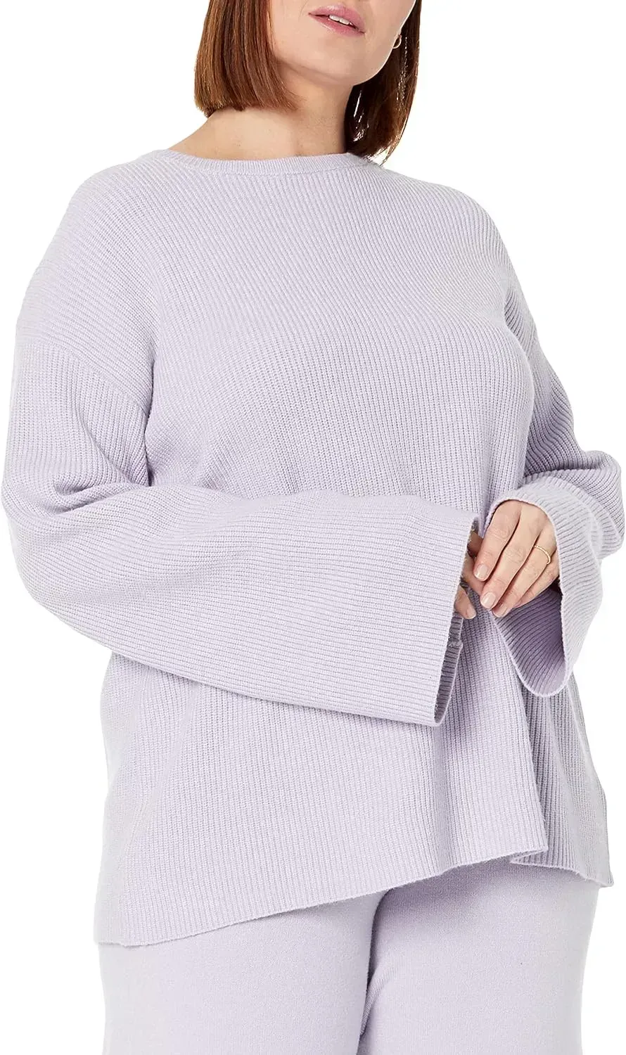 Women's Alice Crewneck Back-Slit Ribbed Pullover Sweater