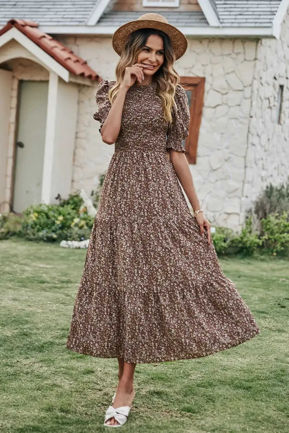 Summer Ruffle Bohemian Tiered Smocked Maxi Dress